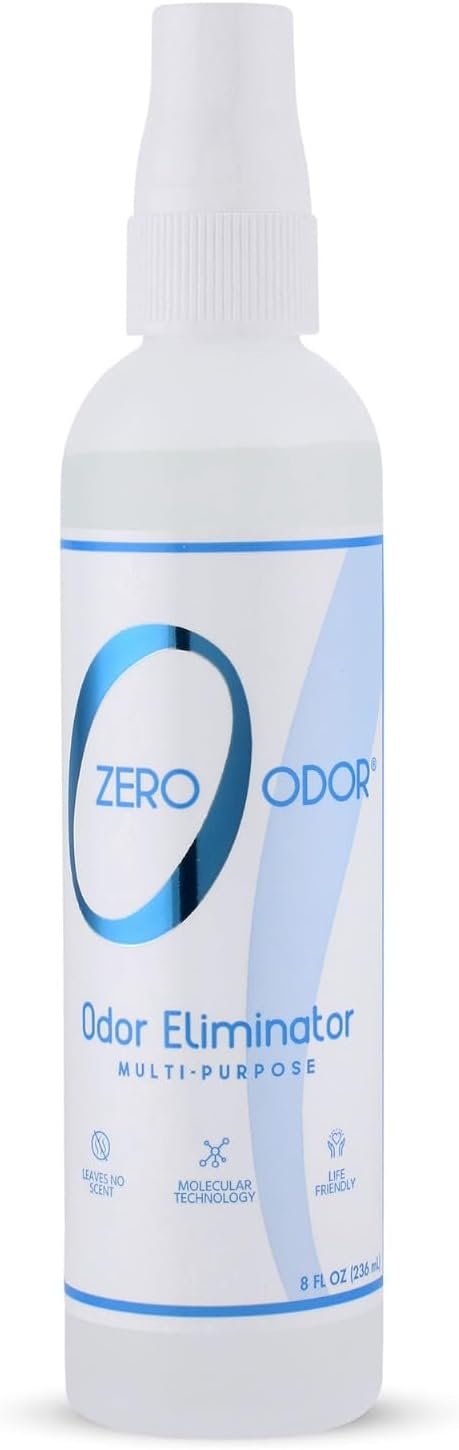 Zero Odor Multi-Purpose Odor Eliminator – Eliminate Air & Surface Odor – Patented Technology Best for Bathroom, Kitchen, Fabric, Closet- Smell Great Again, 8oz (Over 1000 Sprays)