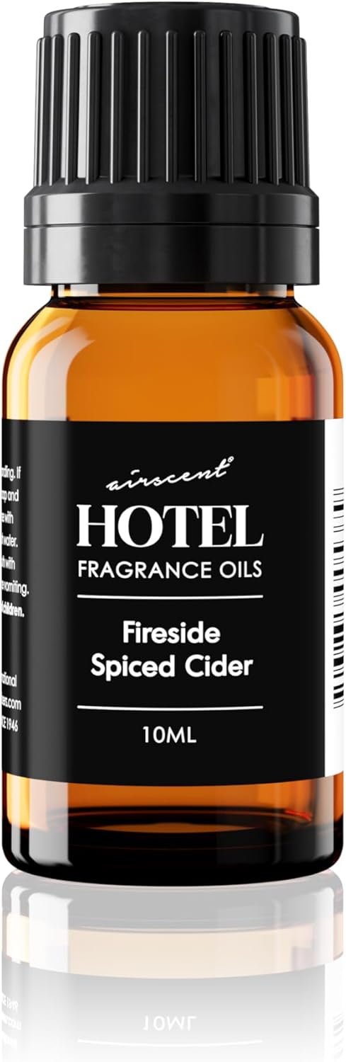 AirScent Fireside Spiced Cider Holiday Diffuser Oil – Premium Cinnamon Apple Fragrance Oil for Ultrasonic and Waterless Diffusers and Crafting – 10ml, .34 fl oz Glass Dropper Bottle