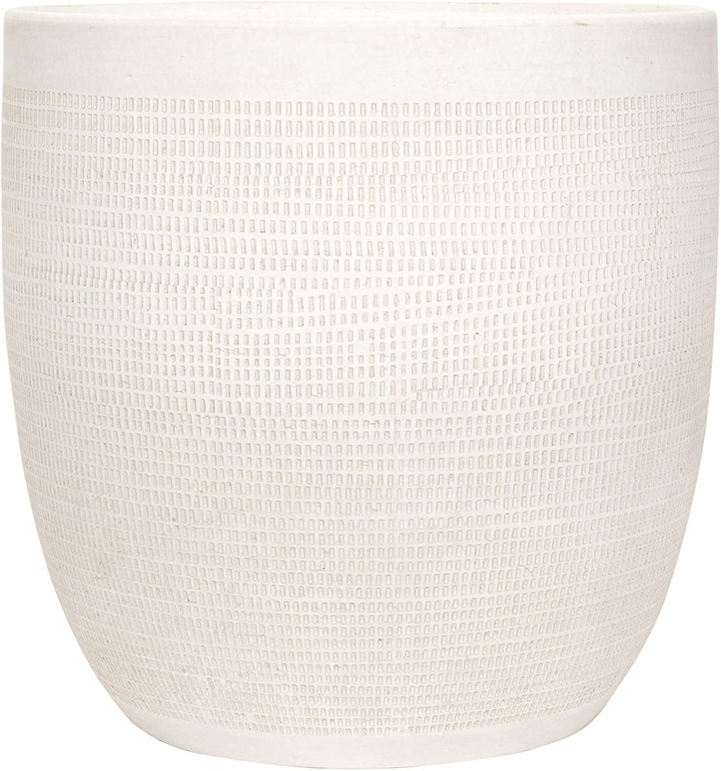 Creative Co-Op Large Matte White Embossed Stoneware Planter