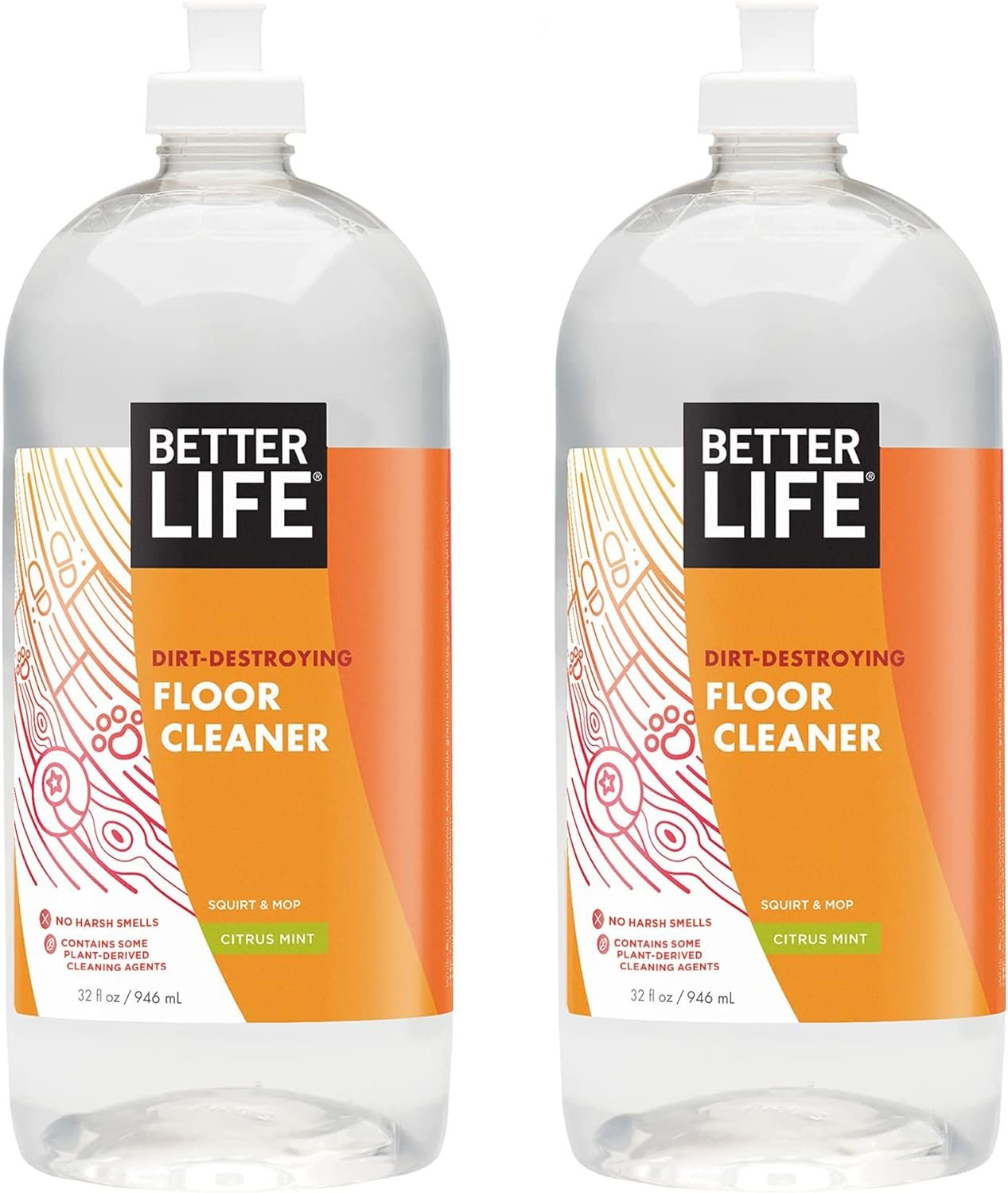 Better Life Floor Cleaner – Liquid Multipurpose Cleaner for Wood, Tile, Laminate, Vinyl, Bamboo – Hardwood Floor Cleaner for Mopping – Citrus Mint, 32 Fl Oz (Pack of 2)