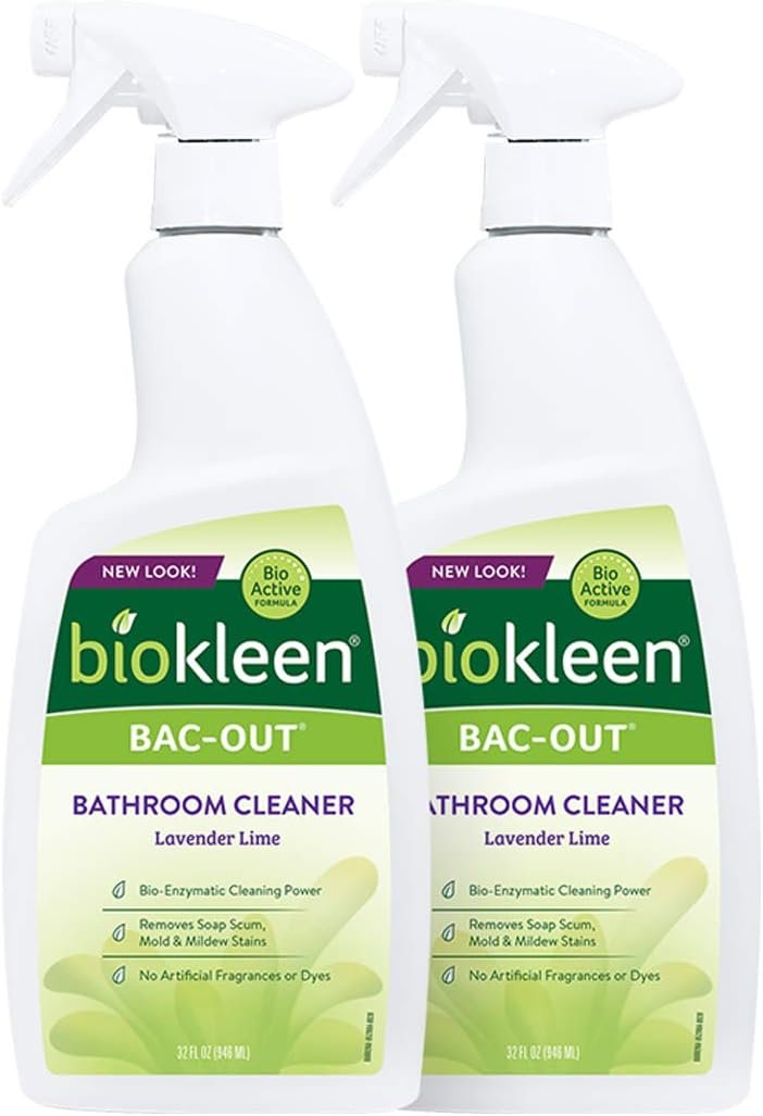 Biokleen Bac-Out Natural Bathroom Cleaner – 2 Pack – Enzyme Professional Strength, Enzymatic Cleaner for Bathroom, Eco-Friendly, Plant-Based, No Artificial Fragrance – Packaging May Vary