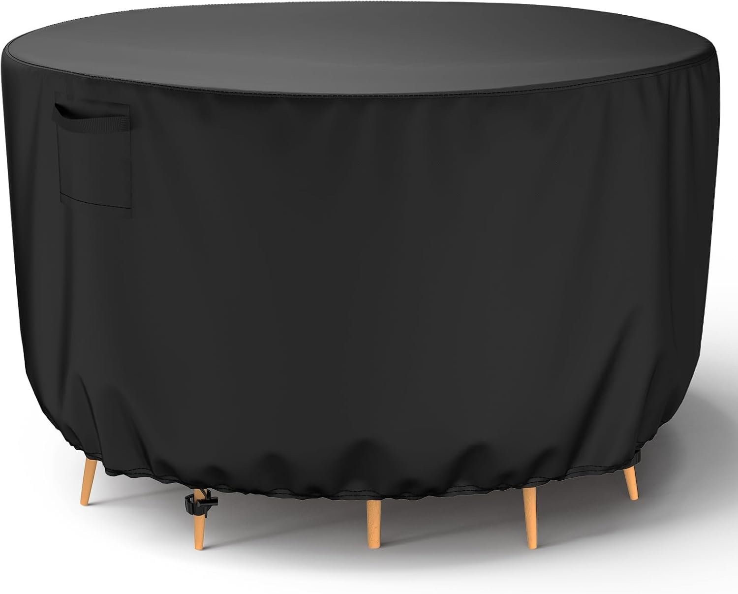 Mrrihand Round Patio Furniture Cover – Outdoor Chair Covers Waterproof Heavy Duty 600D Outdoor Table Chair Set Covers Anti-Fading Cover for Outdoor Furniture Set, 62″DIAx28″H, Black