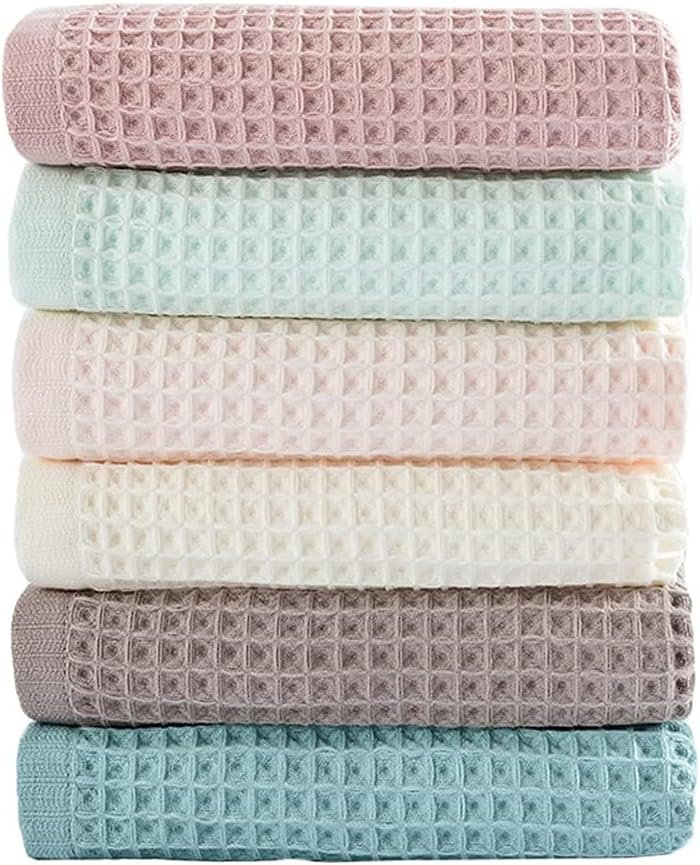 6 Pack Waffle Weave Dish Cloths, 13×13 Inch 100% Cotton Kitchen Towels for Washing Dishes – Super Absorbent, Quick Drying Dish Rags (Mixed Colors)