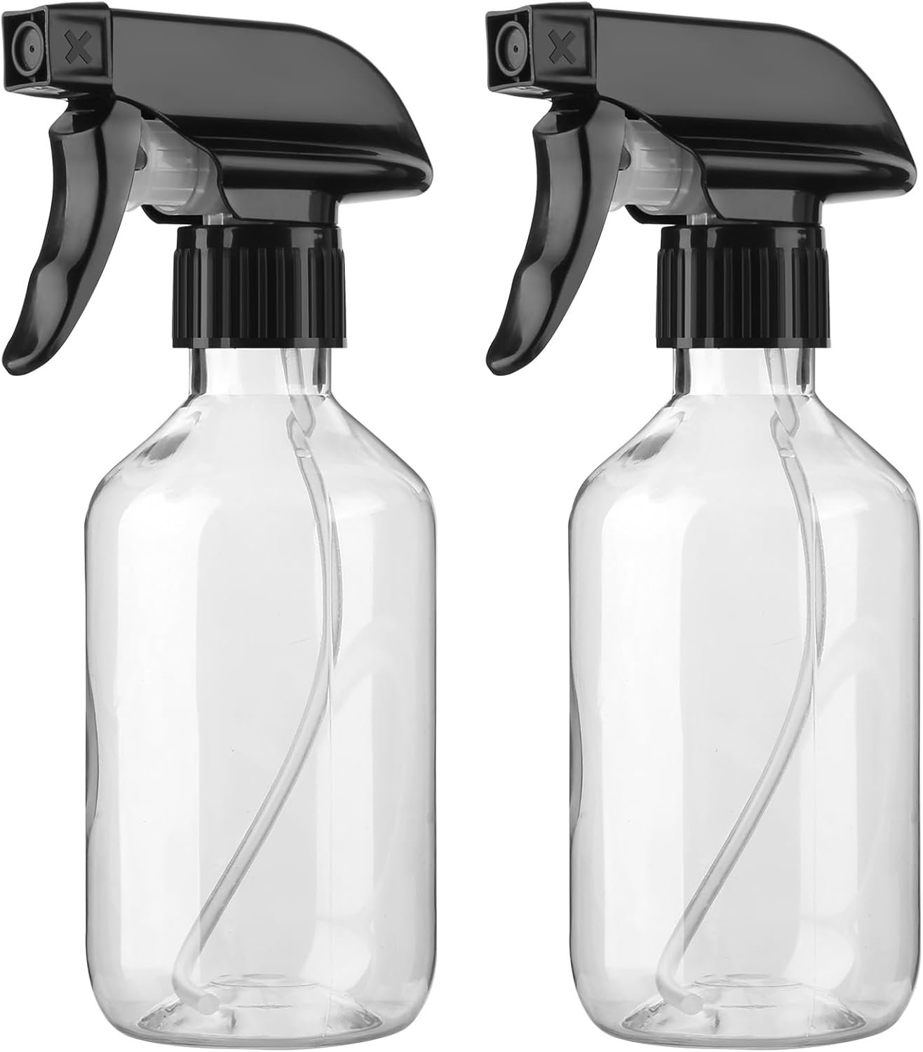 2-Pack Leakproof Spray Bottles (300ml/10oz) – Adjustable Nozzle for Fine Mist & Jet Stream | Premium Refillable Plastic Bottles for Hair Styling, Plant Misting, Cleaning Solutions (Clear)