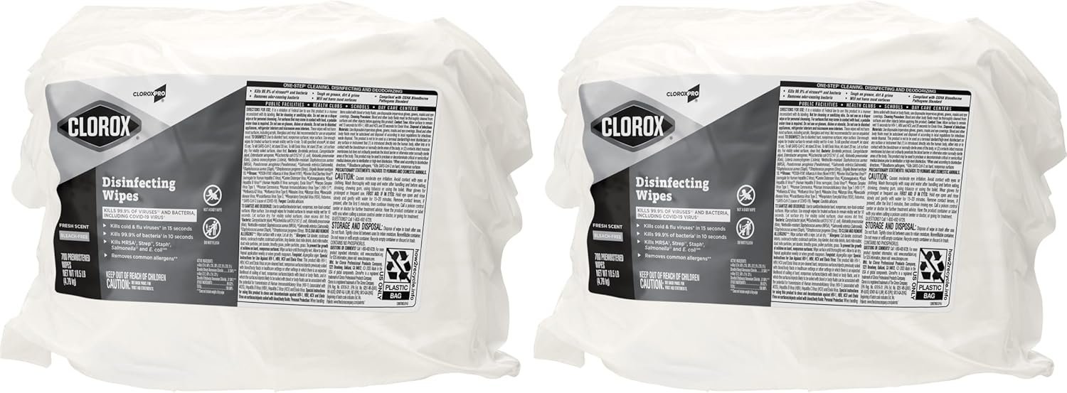CloroxPro Clorox Disinfecting Wipes, Fresh Scent, 700 Count (Pack of 2)