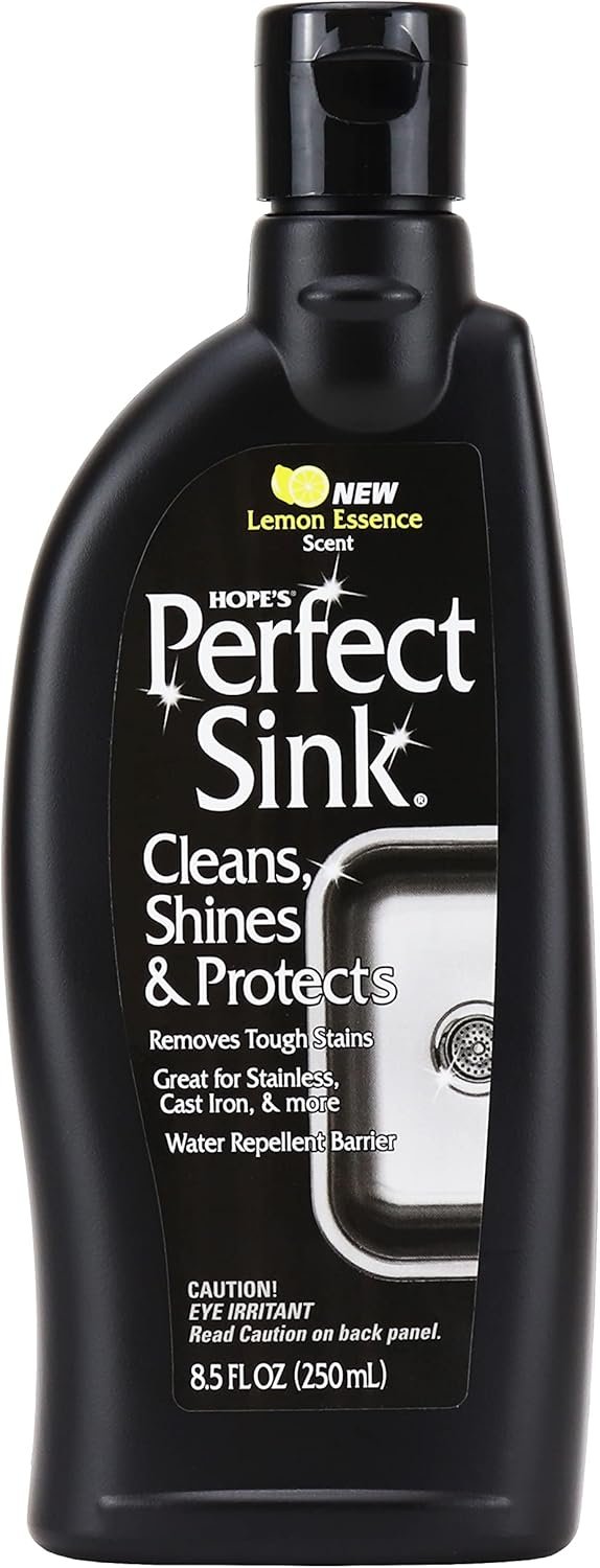 HOPE’S Perfect Sink Cleaner and Polish, Restorative, Removes Stains, Cast Iron, Corian, Composite, Acrylic, 8.5 Fl Oz