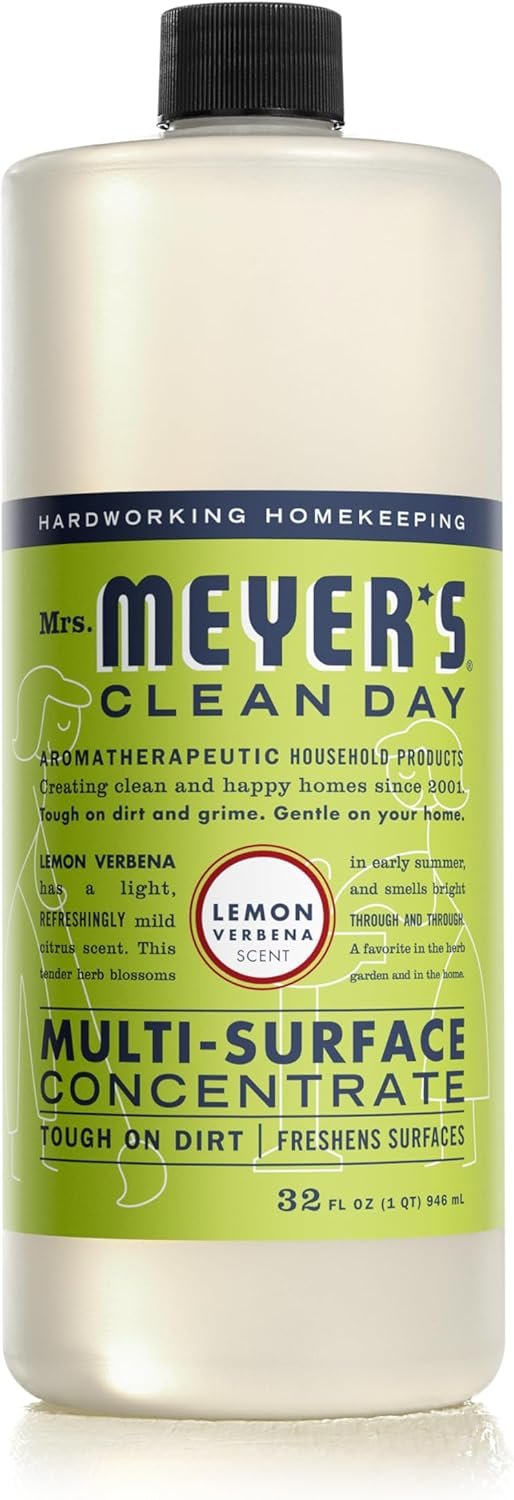 MRS. MEYER’S CLEAN DAY Multi-Surface Cleaner Concentrate, Use to Clean Floors, Tile, Counters, Lemon Verbena, 32 fl. oz