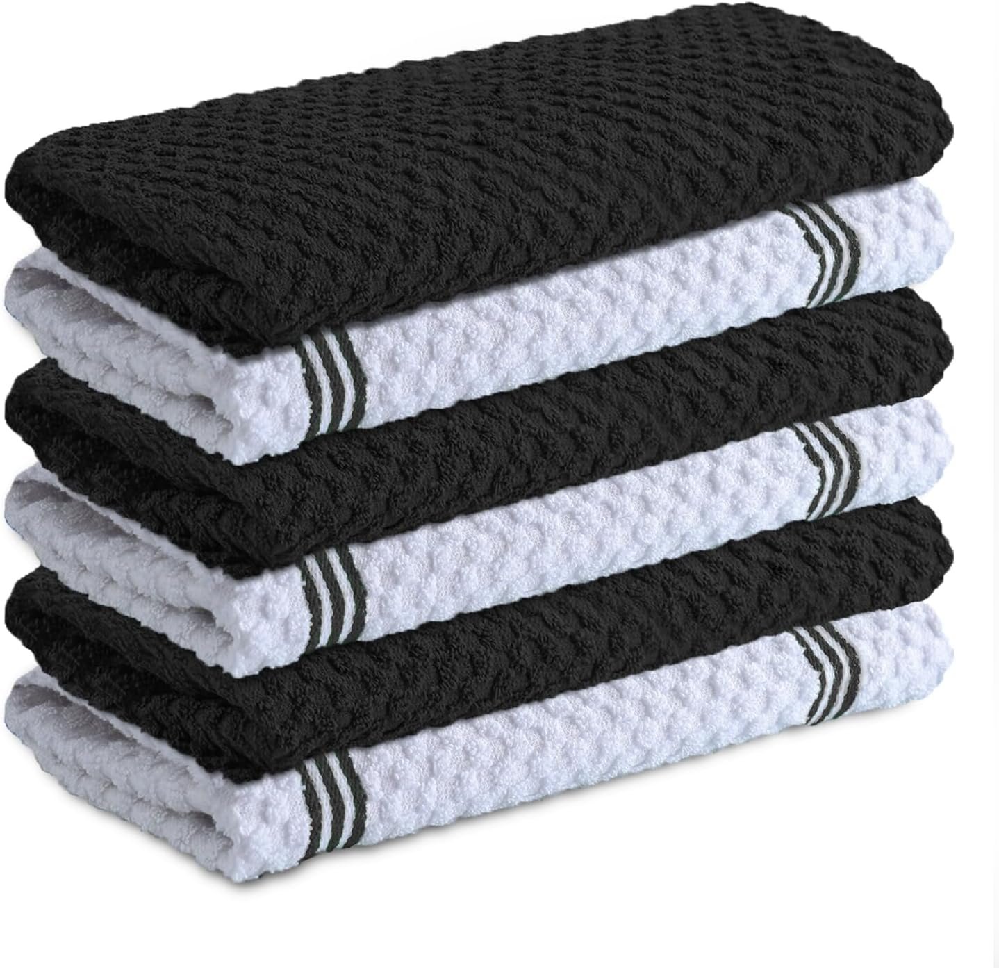Infinitee Xclusives 100% Cotton Kitchen Towels – 15×25 Inch Ultra Soft Tea Towel, Super Absorbent Terry Dish Towels for Kitchen Linens |Storm Black|
