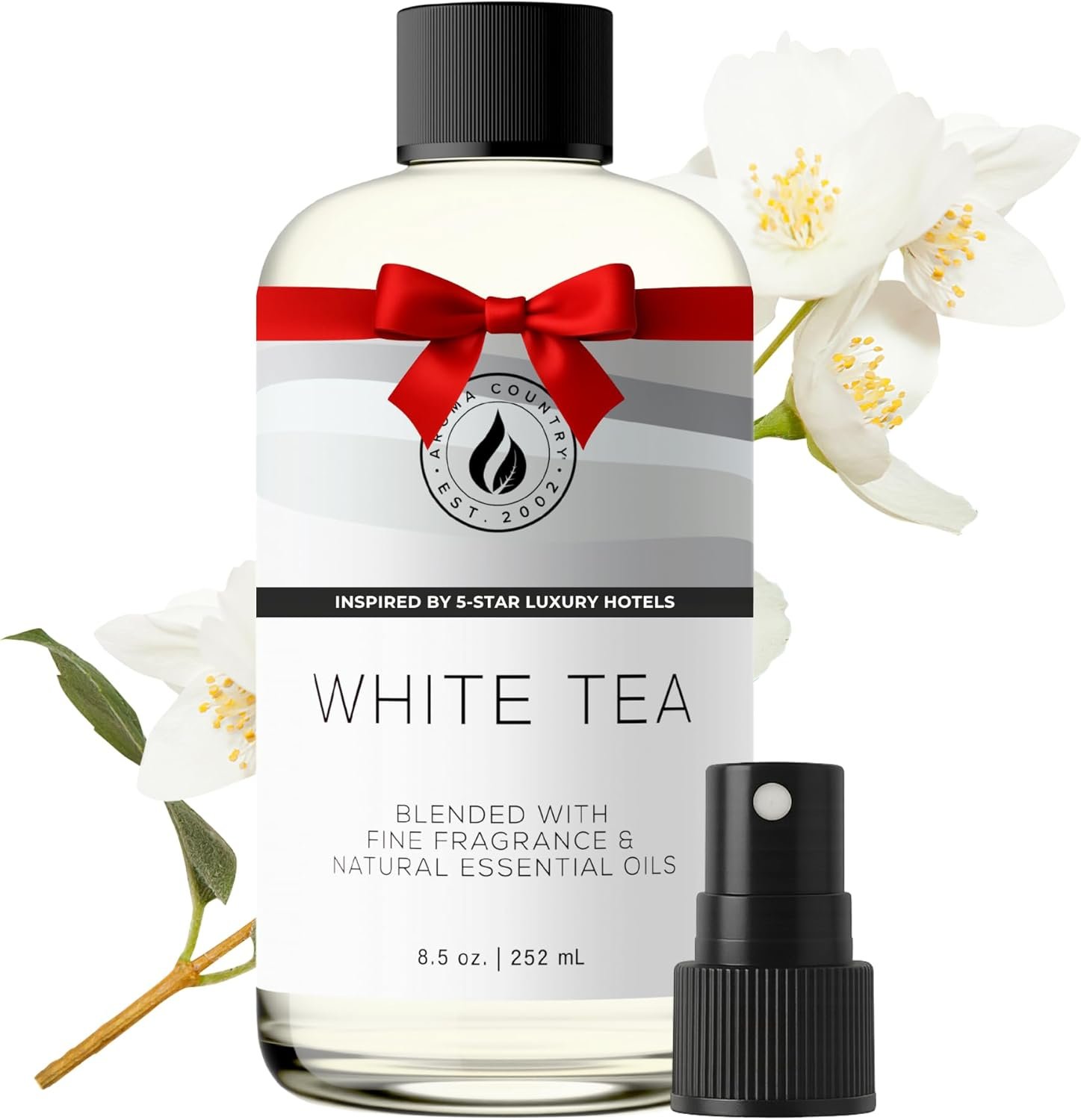 Aroma Country White Tea Diffuser Oil – Luxury Essential Oils for Diffuser Refill & Air Freshener Room Spray, Long-Lasting, Natural Home Fragrance and Hotel Scent for Diffusers & Machines (8.5 Fl Oz)