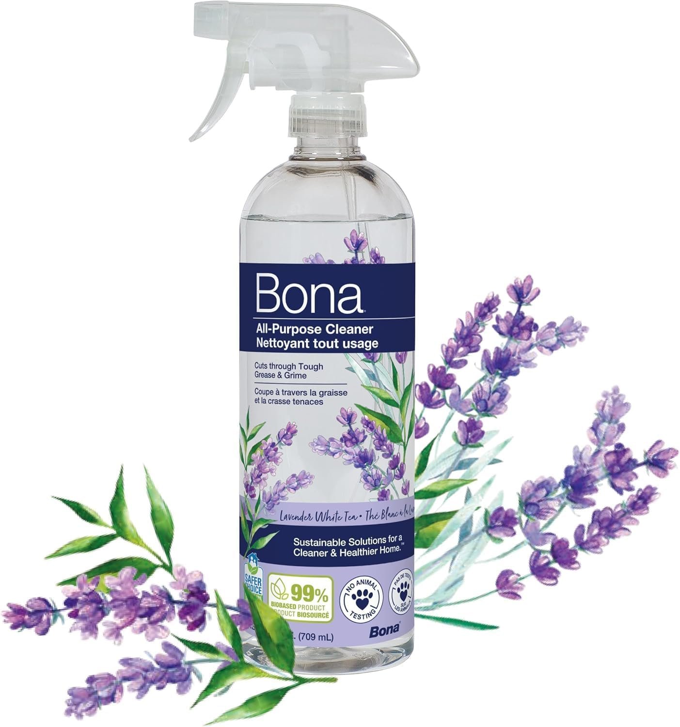 Bona All-Purpose Cleaner – Lavender White Tea Scent – 24 fl oz – Household Cleaner Cuts Through Tough Grease & Grime – Safe for Household Surfaces