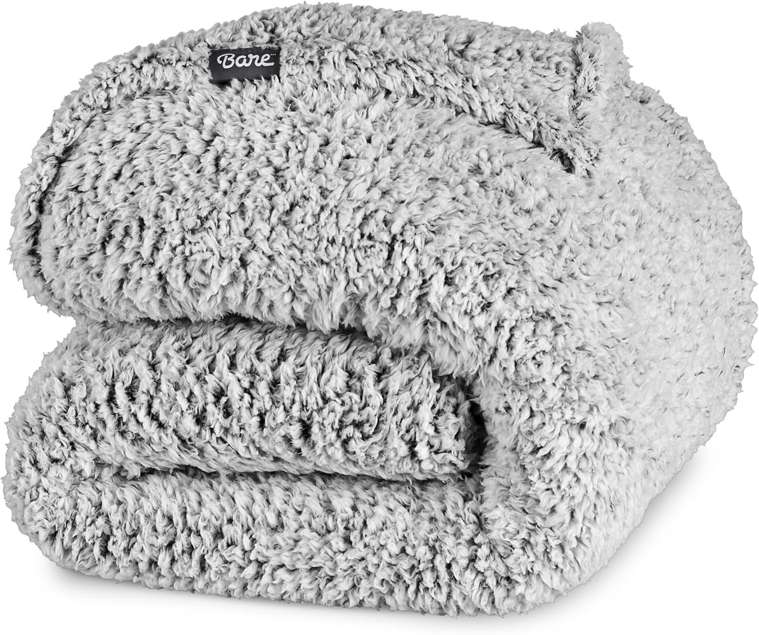Bare Home Faux Shearling Blanket – King Size – Blanket for Bed, Sofa, Couch, Camping, Travel, and Gifts – Warm & Lightweight – Fluffy & Soft (King, Tipped Grey)