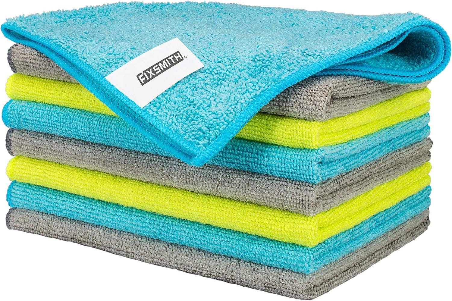 FIXSMITH Microfiber Cleaning Cloth – Pack of 8, Size: 12 x 16 in, Multi-Functional Cleaning Towels, Highly Absorbent Cleaning Rags, Lint-Free, Streak-Free Cleaning Cloths for Car Kitchen Home