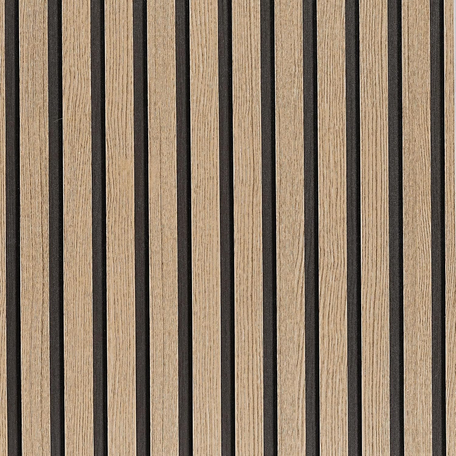 Brown Wood Slat Peel and Stick Wallpaper – 17.5″x100″ Textured Faux Wood Self-Adhesive, Waterproof Removable Wall Panel for Bedroom, Kitchen, Office – Easy Install