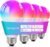 Matter Smart Light Bulbs, Color Changing Light Bulb,hub Required, A19 60W,2.4Ghz WiFi only,Compatible with Alexa Google Assistant, Apple Home,16 Million Colors for Christmas, New Year,4 Pack