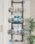 Consumest Over The Door Shower Caddy – 4 Tier Adjustable Hanging Shower Organizer Shelf with 2 Soap Holders & 22 Hooks, Rustproof Easy Installation Hanging Storage Rack for Bathroom, Black