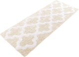 Bathroom Rug – 24 x 60 Inch Long Non Slip Bath Mat with Trellis Pattern – Extra Soft Absorbent Cotton Bath Mat – Machine Washable Bathroom Rugs Runner for Shower, Tub, or Vanity by Lavish Home (Beige)