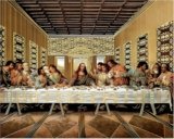 The Last Supper Jesus Christ Da Vinci (7.87 X 9.84) Gold Foil – Religious Wall Art Laminated Print Unframed Poster Home Decoration Arte Diseño Piezas Maestras